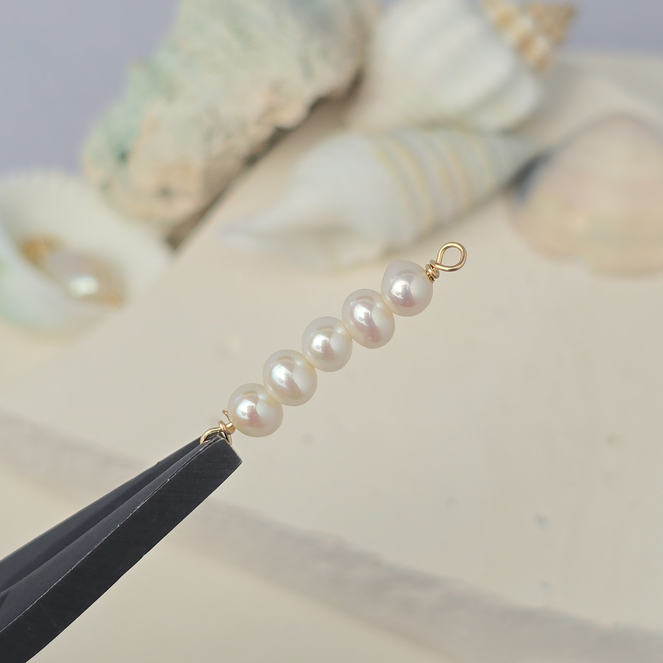5 Freshwater Rice Pearl Connector Charm 14k Gold Filled