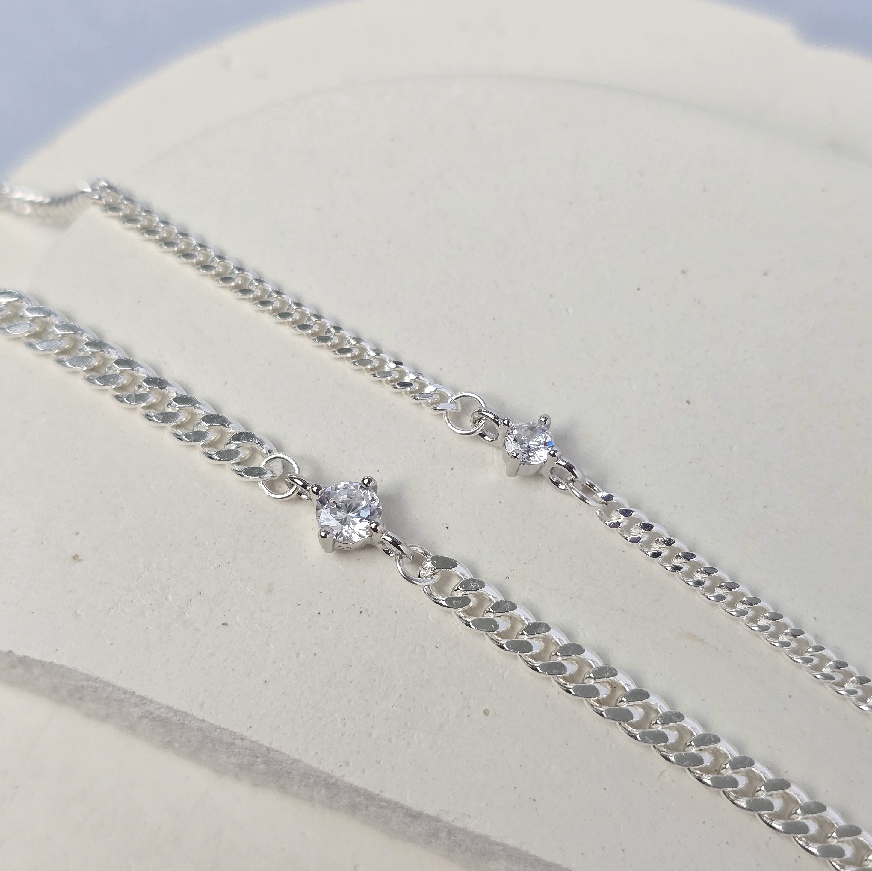Sterling Silver Round Cubic Zirconia Connector