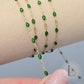 Clear Green Enamel Sunburst & Paperclip Chain - 14k Gold Filled & 925 Sterling Silver