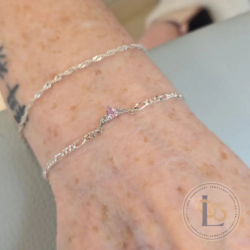 Sterling Silver Angel Wings & Heart Connector