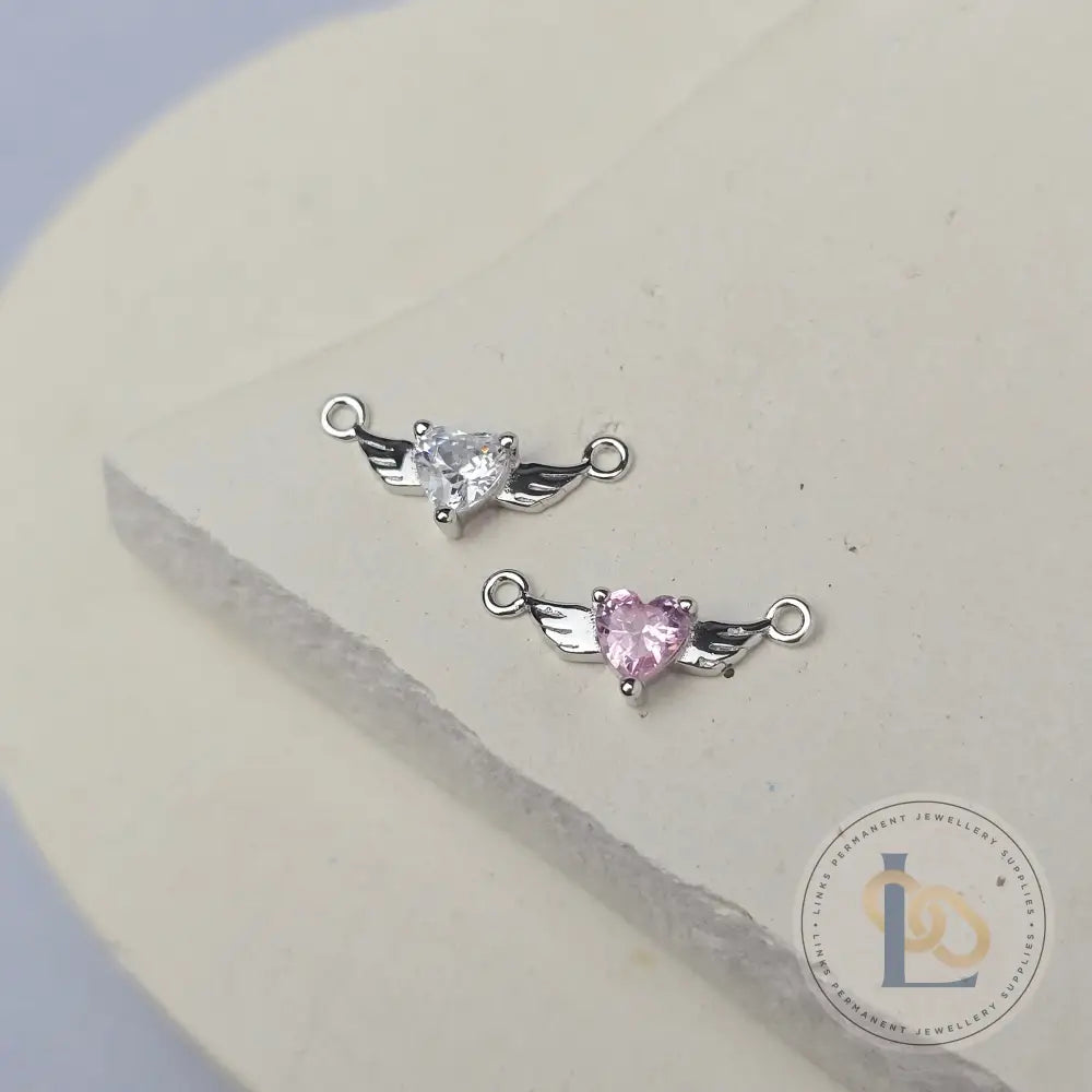 Sterling Silver Angel Wings & Heart Connector