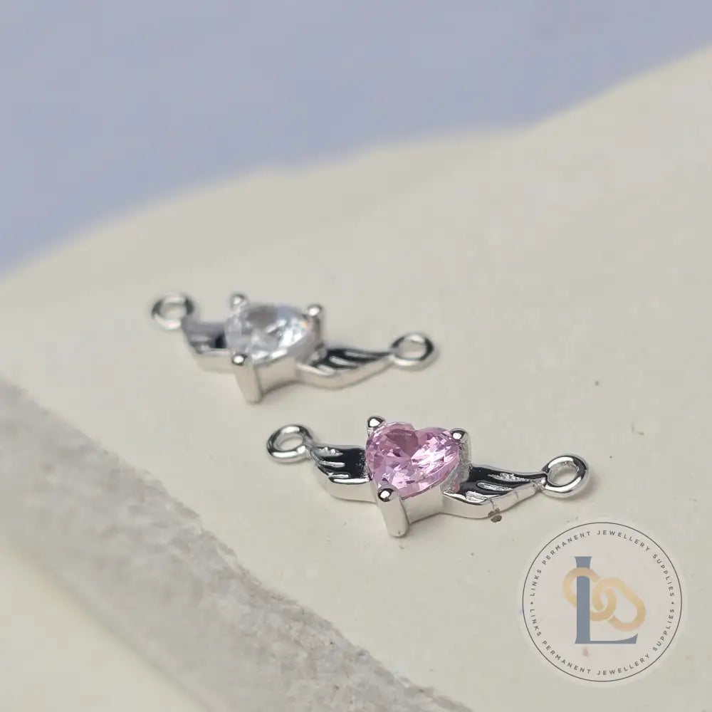 Sterling Silver Angel Wings & Heart Connector