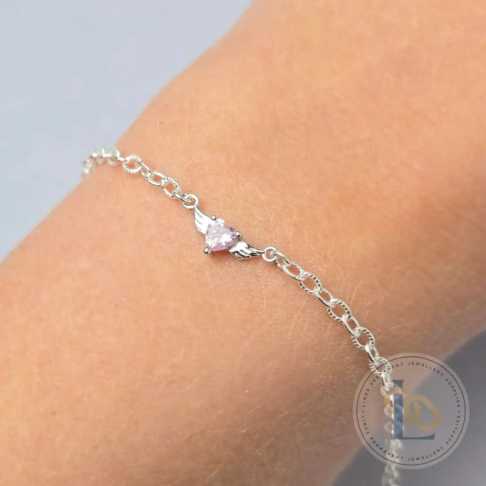 Sterling Silver Angel Wings & Heart Connector