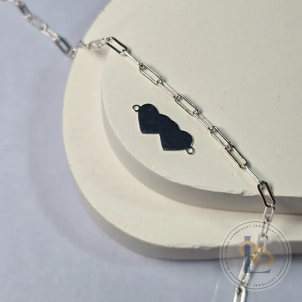 Sterling Silver Blank Double Heart Connector