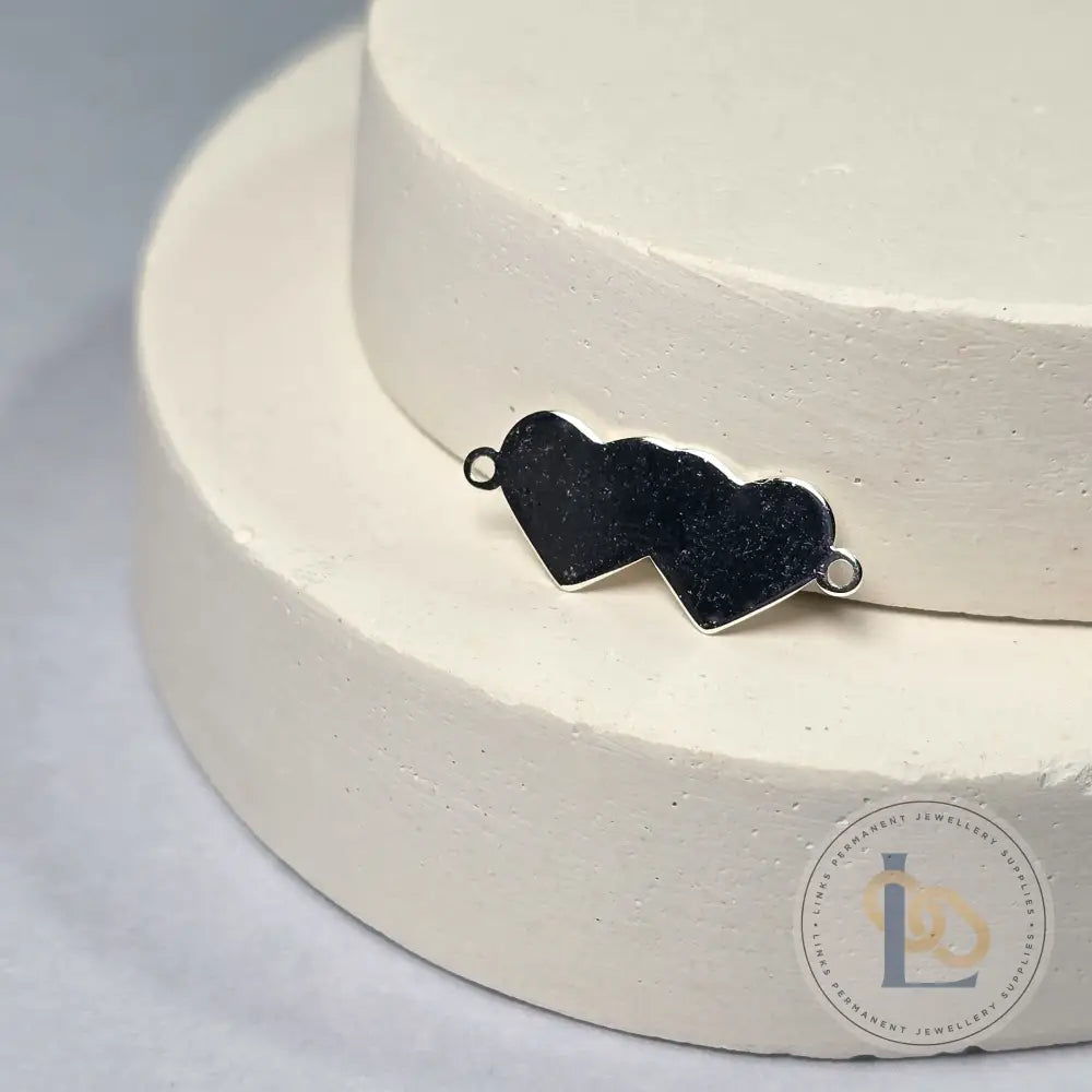 Sterling Silver Blank Double Heart Connector