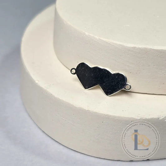 Sterling Silver Blank Double Heart Connector
