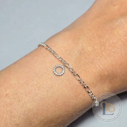 Sterling Silver Crystal Circle Charm