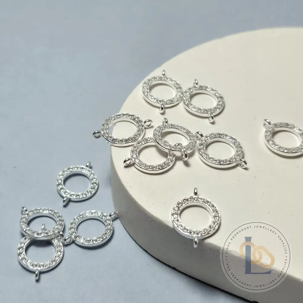 Sterling Silver Crystal Circle Connector