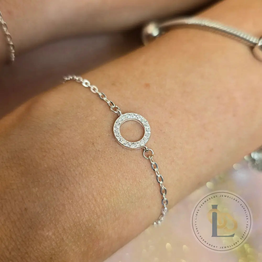 Sterling Silver Crystal Circle Connector