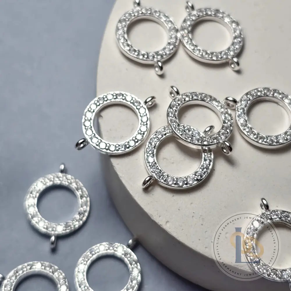Sterling Silver Crystal Circle Connector