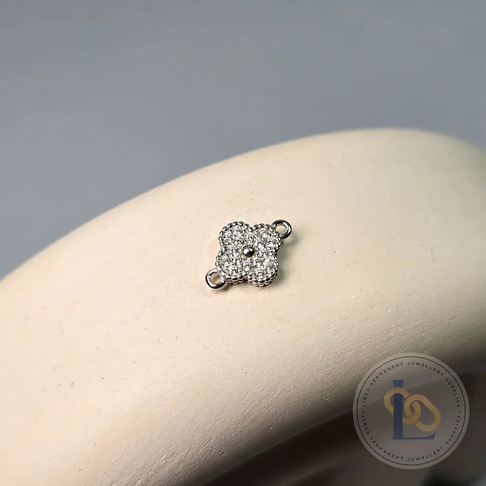Sterling Silver Crystal Clover Connector