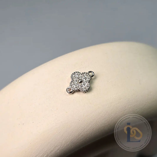 Sterling Silver Crystal Clover Connector