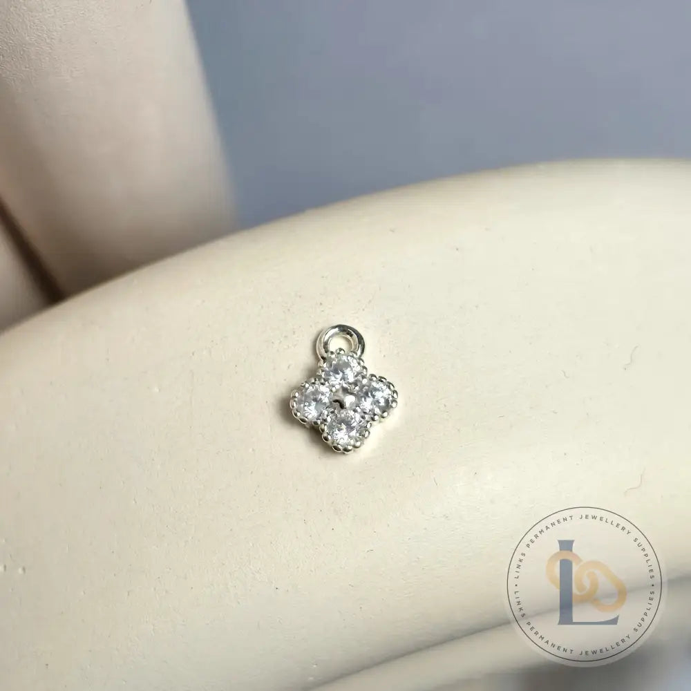 Sterling Silver Crystal Flower Pendant Charm