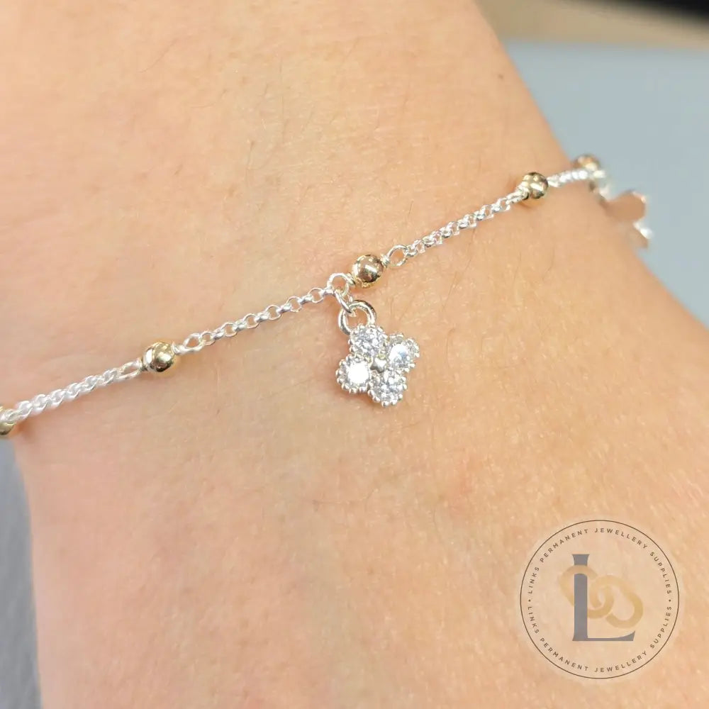 Sterling Silver Crystal Clover Pendant Charm