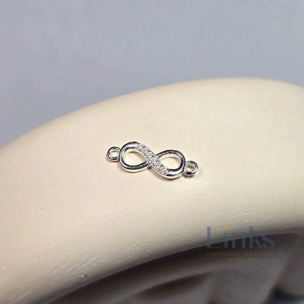 Sterling Silver Crystal Infinity Connector Charm