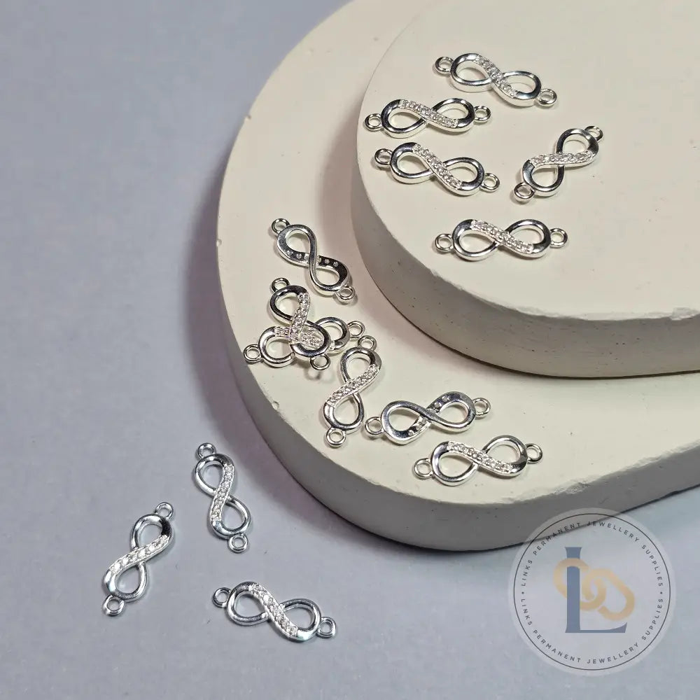 Sterling Silver Crystal Infinity Connector Charm