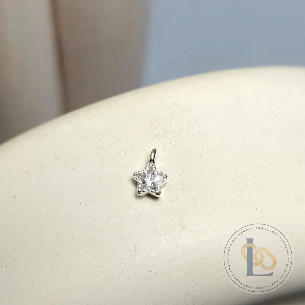 Sterling Silver Crystal Star Pendant Charm