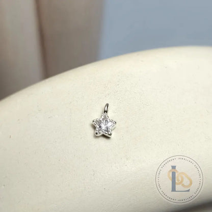 Sterling Silver Crystal Star Pendant Charm
