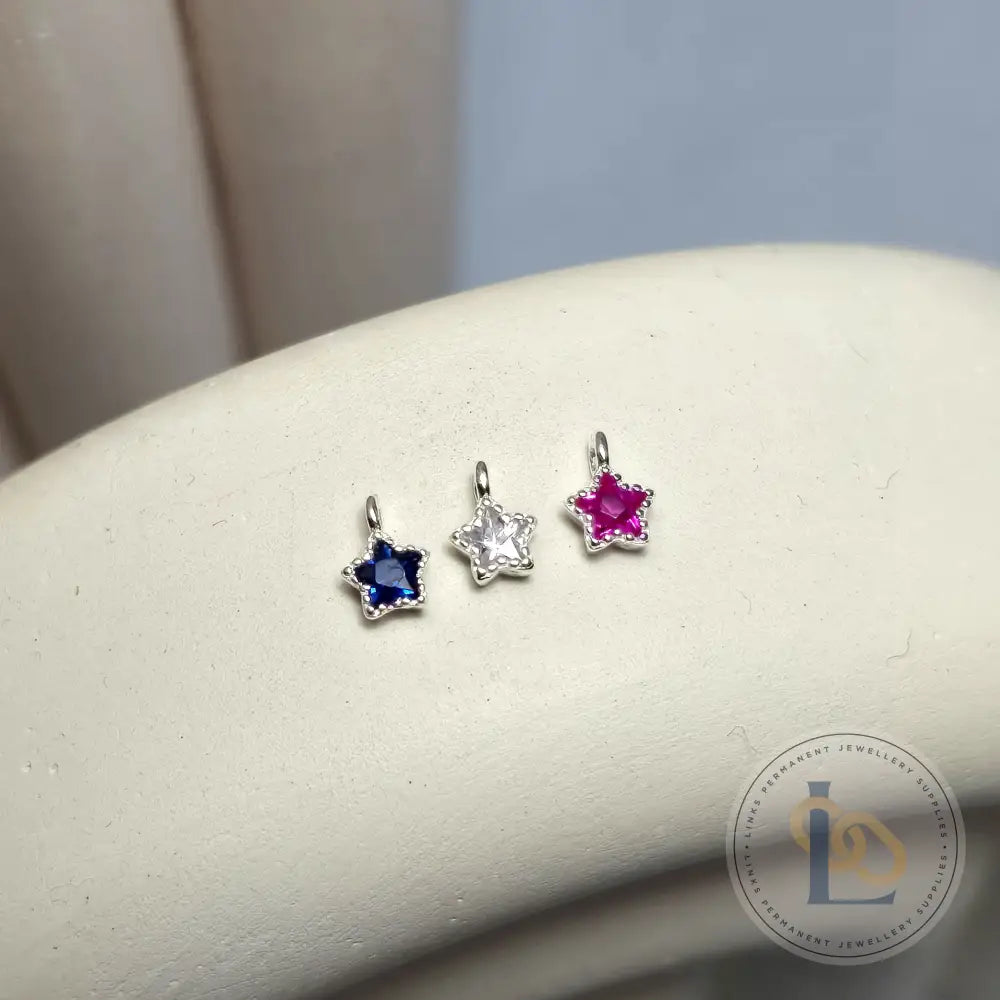 Sterling Silver Crystal Star Pendant Charm