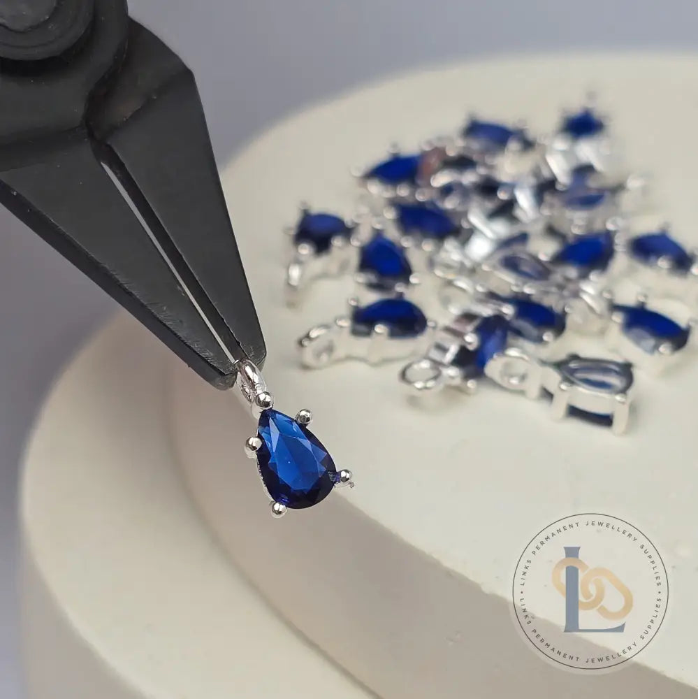 Sterling Silver Crystal Teardrop Pendant Charm Charms