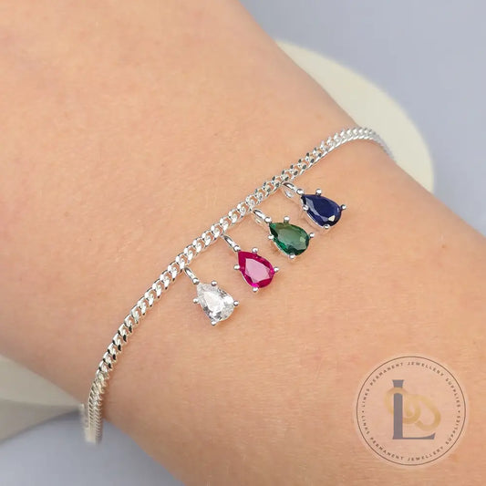 Sterling Silver Crystal Teardrop Pendant Charm Charms