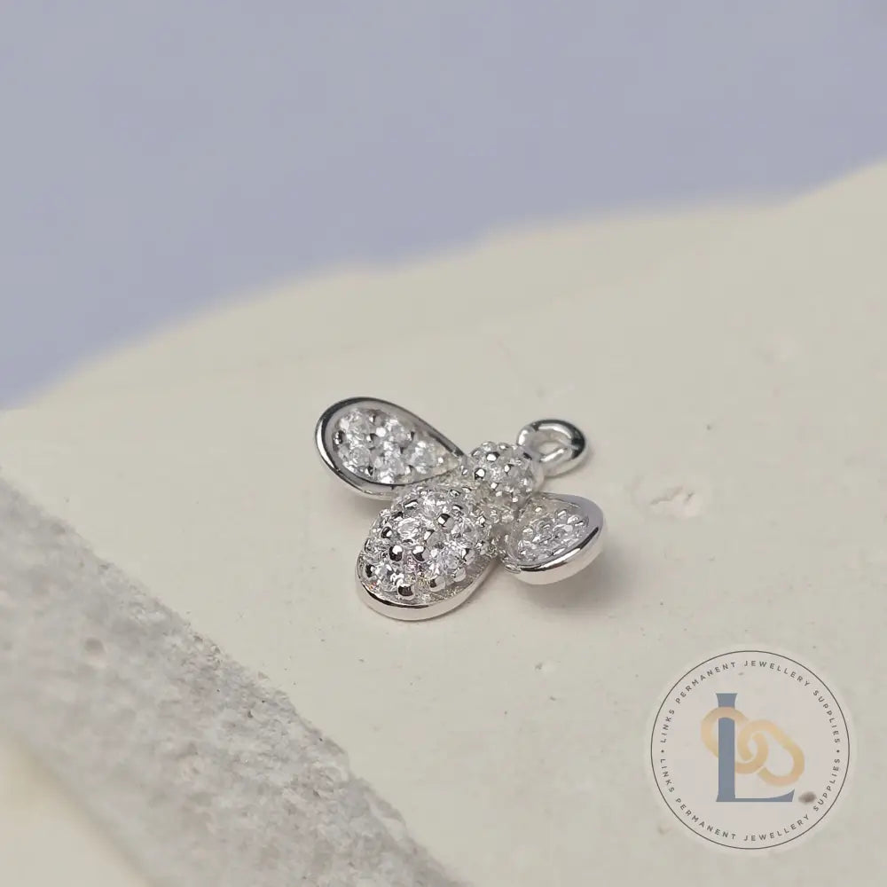 Sterling Silver Cubic Zirconia Bee Charm
