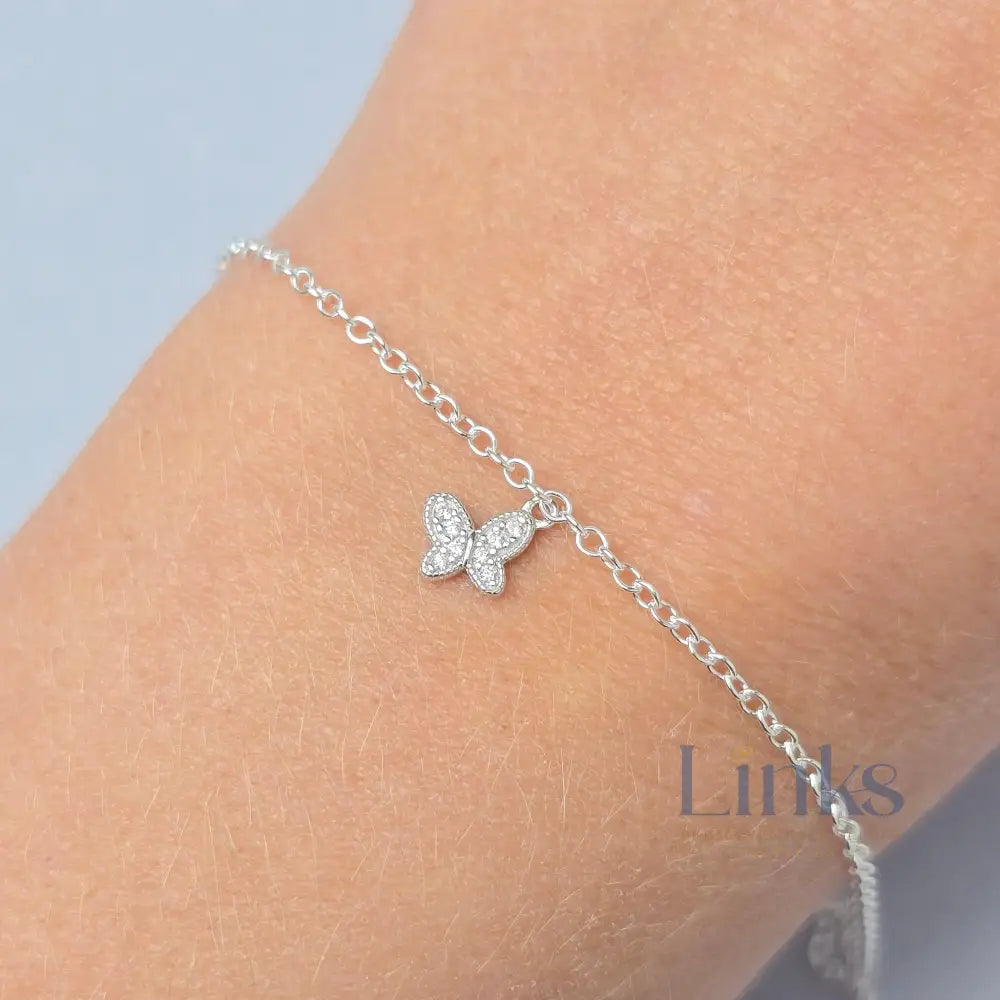 Sterling Silver Cubic Zirconia Dainty Butterfly