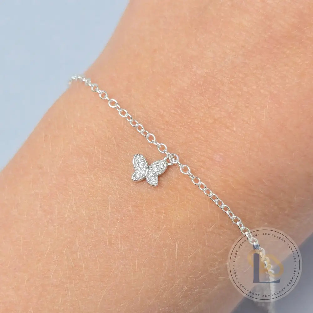 Sterling Silver Cubic Zirconia Dainty Butterfly