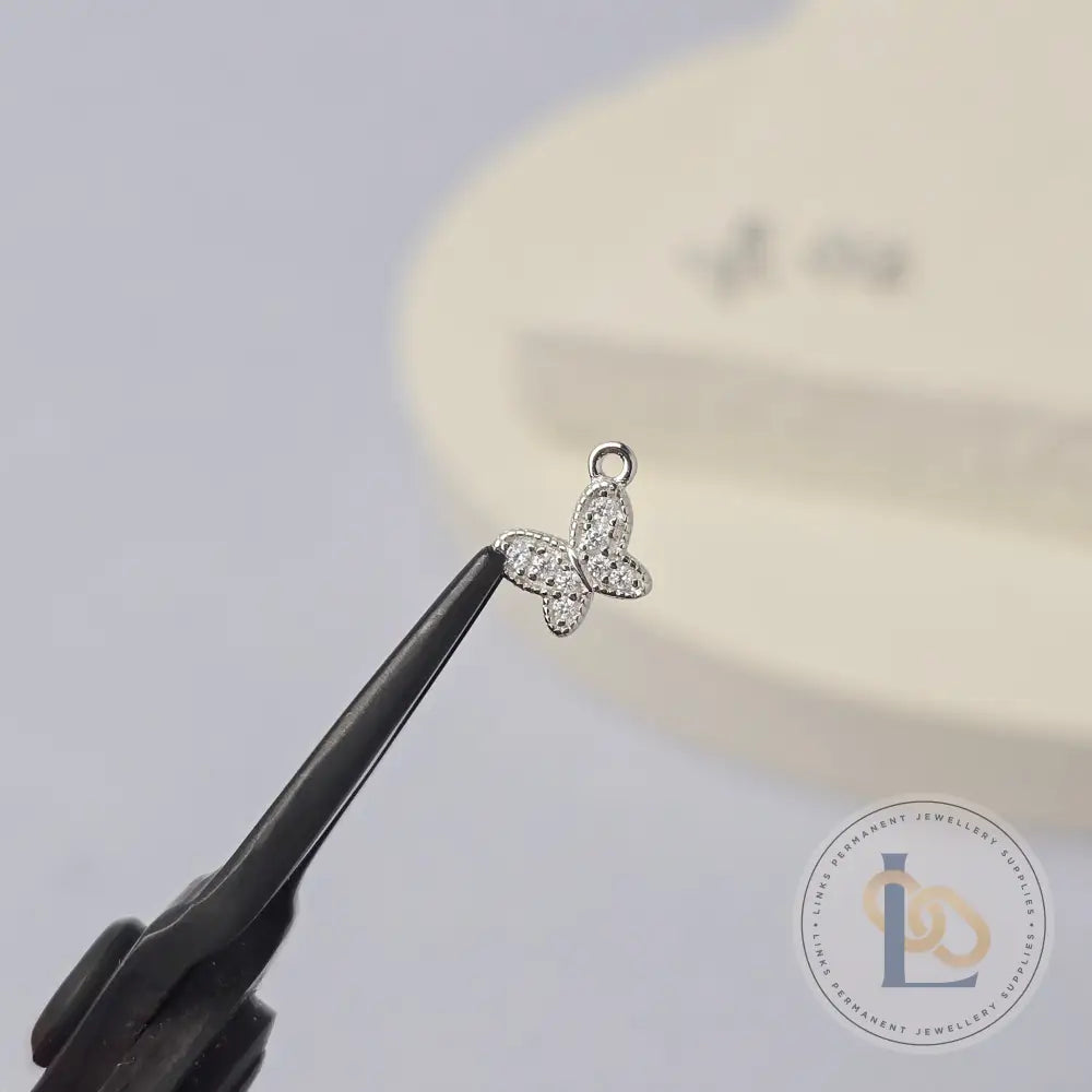 Sterling Silver Cubic Zirconia Dainty Butterfly