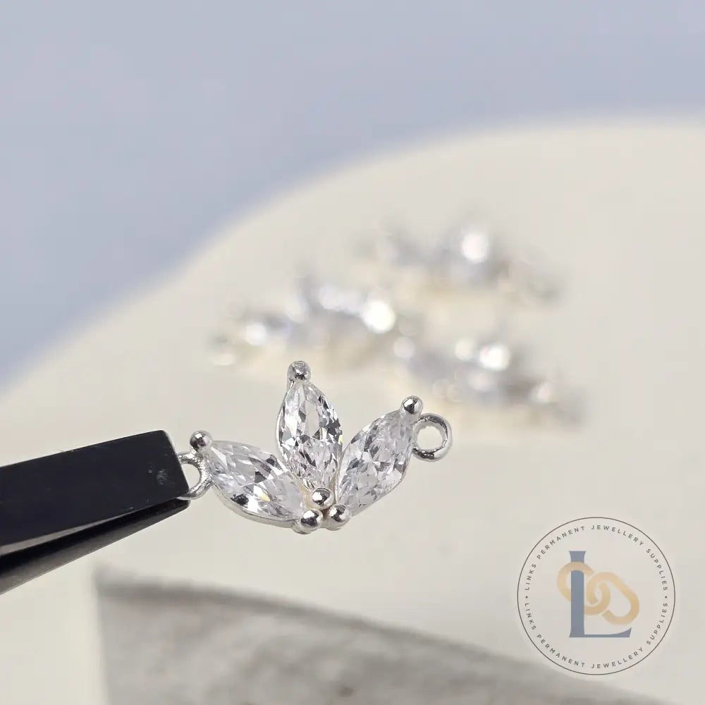 Sterling Silver Cubic Zirconia Fan Connector