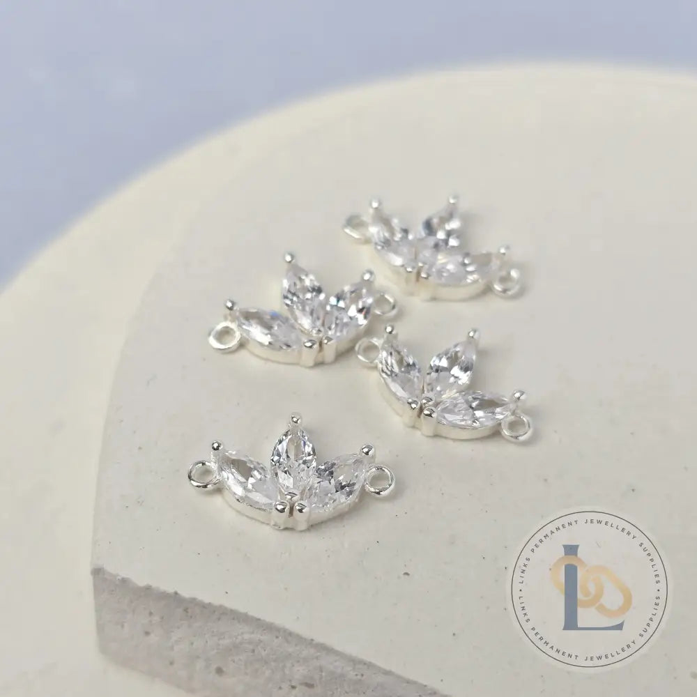 Sterling Silver Cubic Zirconia Fan Connector