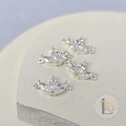 Sterling Silver Cubic Zirconia Fan Connector
