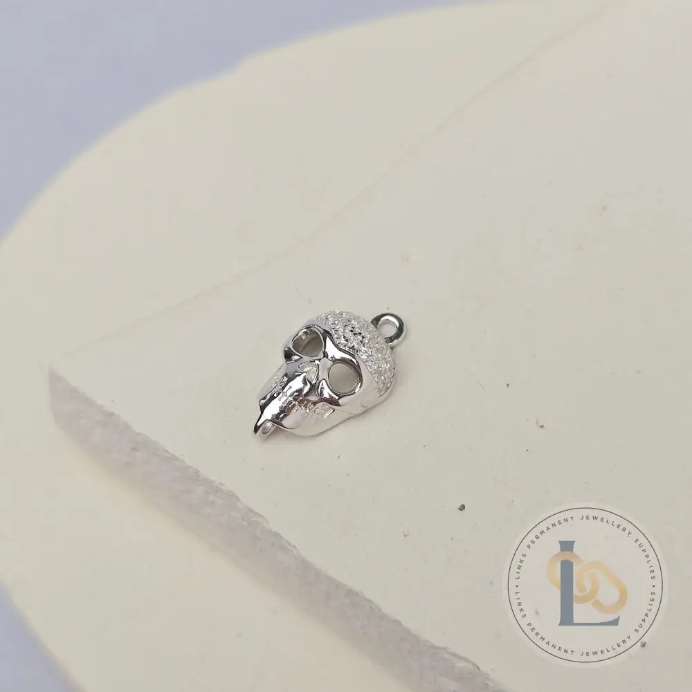 Sterling Silver Cubic Zirconia Skull Connector