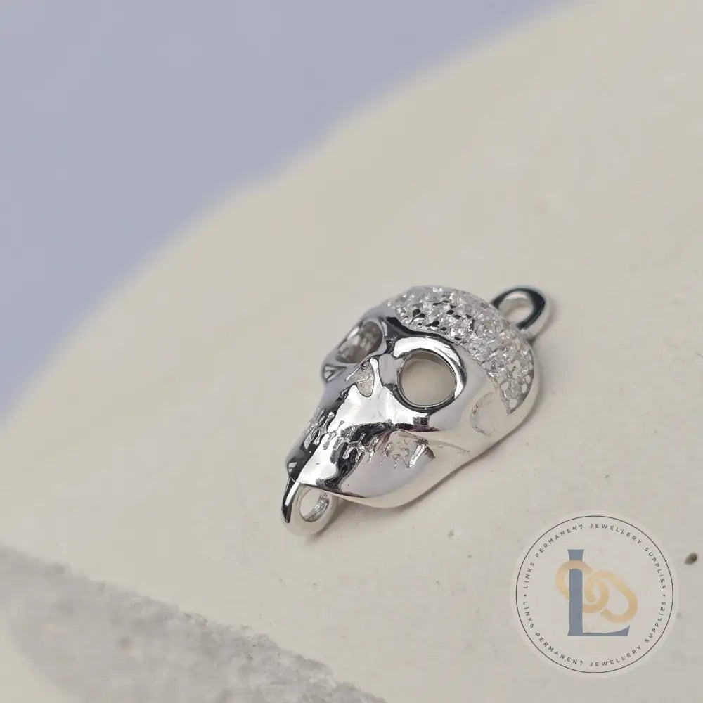 Sterling Silver Cubic Zirconia Skull Connector
