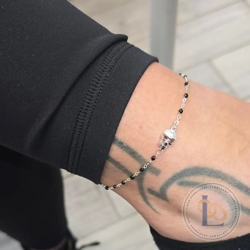 Sterling Silver Cubic Zirconia Skull Connector