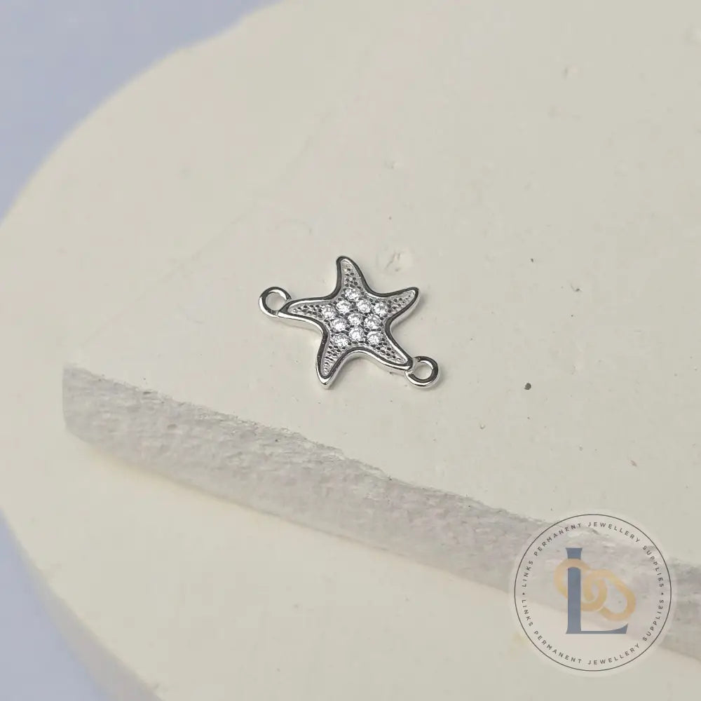 Sterling Silver Cubic Zirconia Starfish Connector
