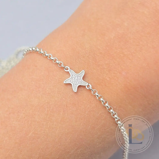 Sterling Silver Cubic Zirconia Starfish Connector