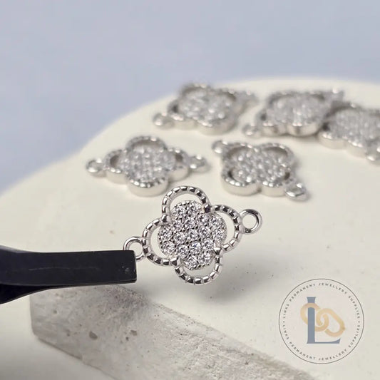 Sterling Silver Double Clover Connector