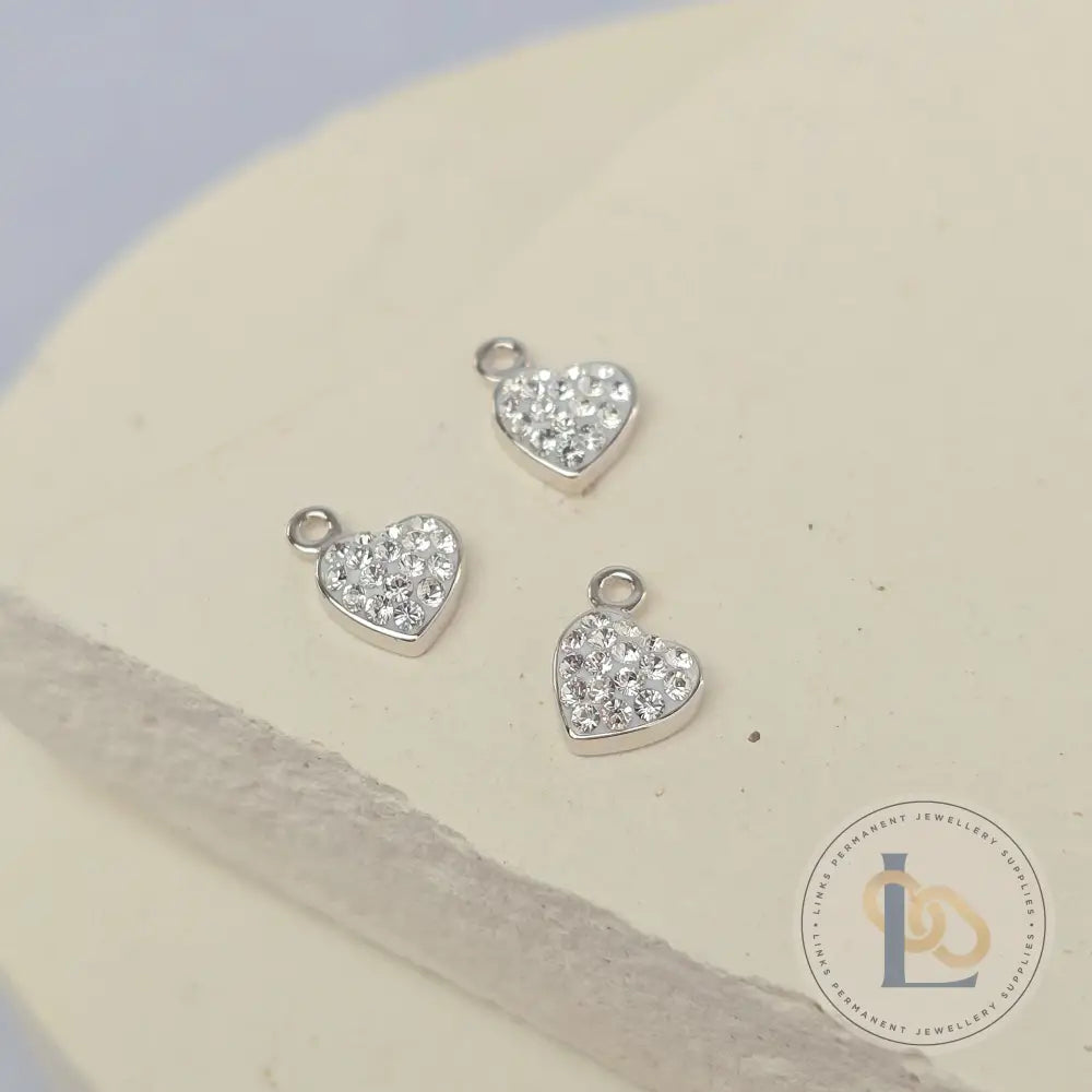 Sterling Silver Mini Crystal Heart Charm