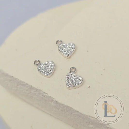 Sterling Silver Mini Crystal Heart Charm
