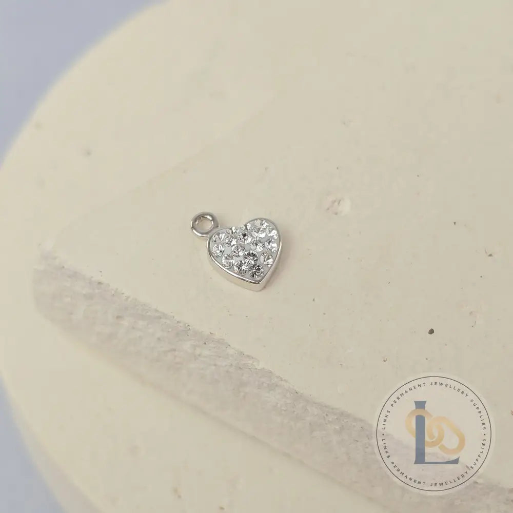 Sterling Silver Mini Crystal Heart Charm