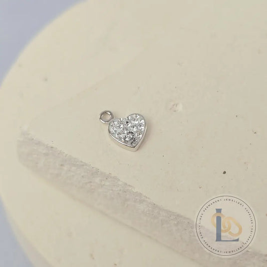 Sterling Silver Mini Crystal Heart Charm
