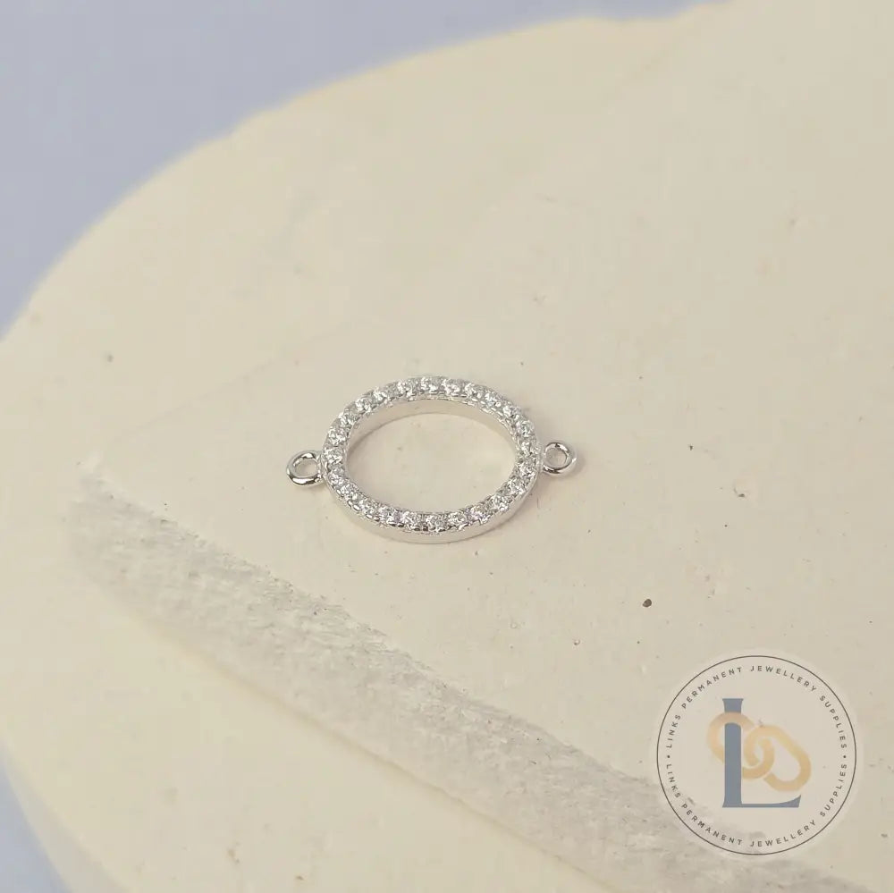 Sterling Silver Oval Cubic Zirconia Connector