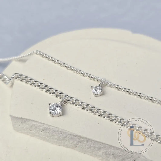 Sterling Silver Round Cubic Zirconia Charm