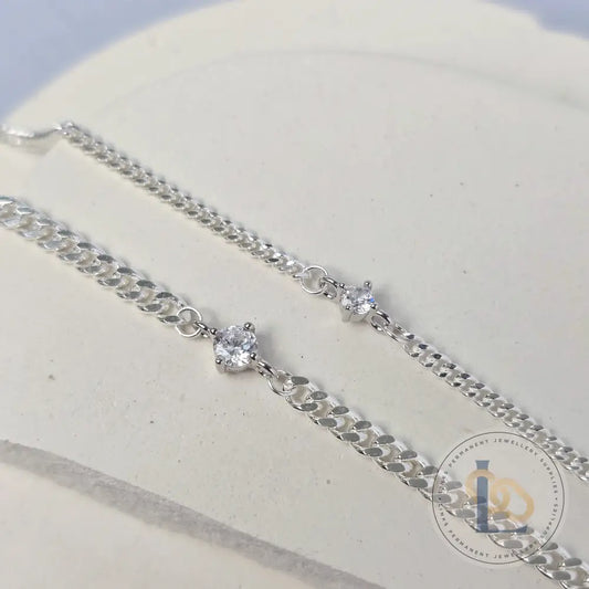 Sterling Silver Round Cubic Zirconia Connector