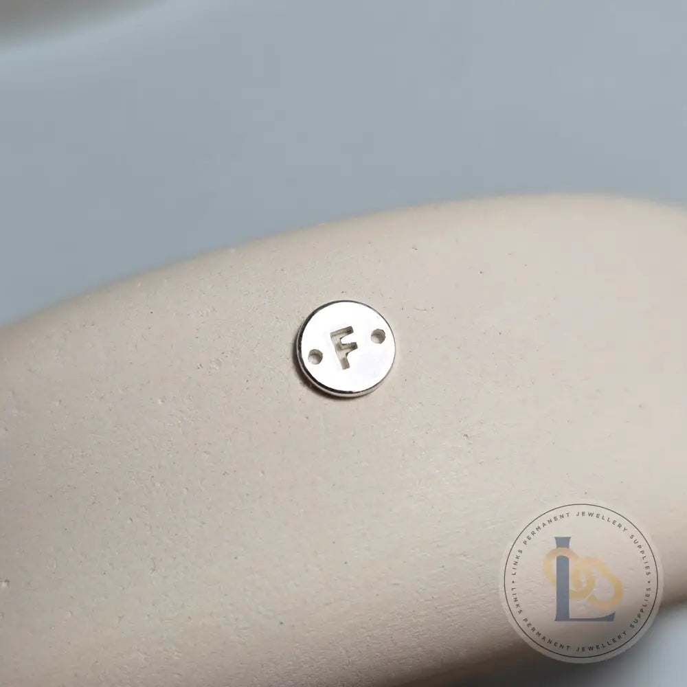 Sterling Silver Round Initial Connector Charm - Links Permanent Jewellery Supplies