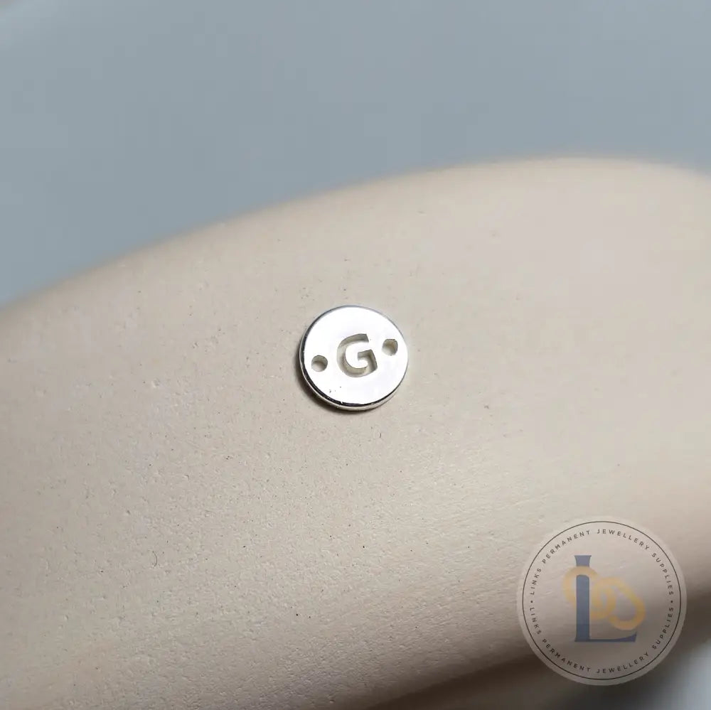 Sterling Silver Round Initial Connector Charm - Links Permanent Jewellery Supplies