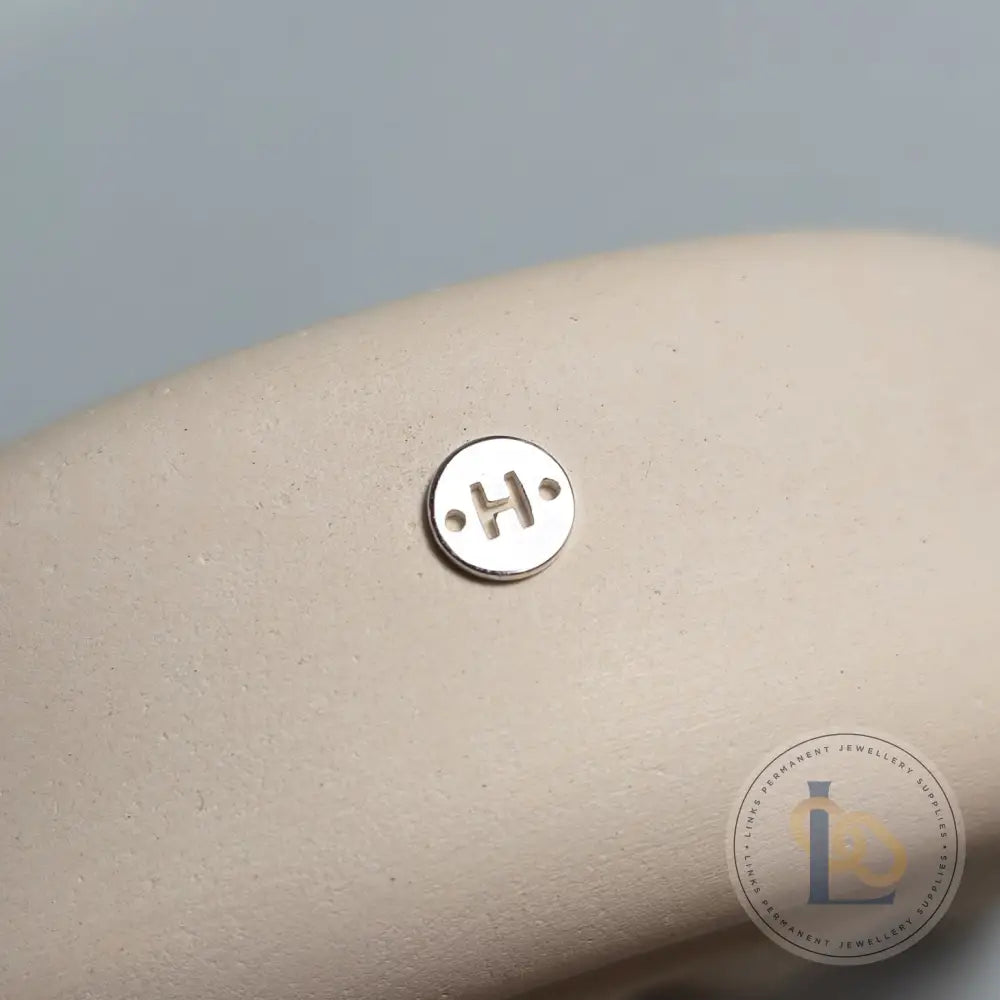 Sterling Silver Round Initial Connector Charm - Links Permanent Jewellery Supplies