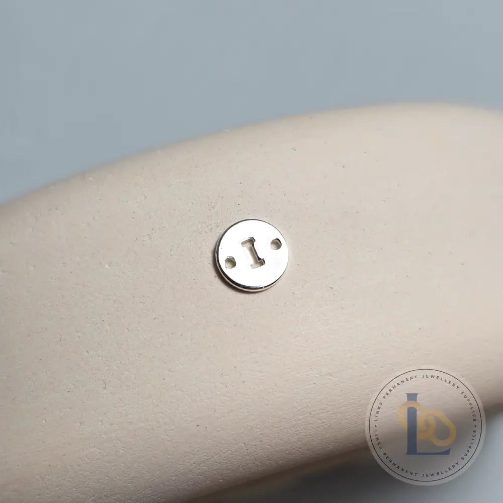 Sterling Silver Round Initial Connector Charm - Links Permanent Jewellery Supplies