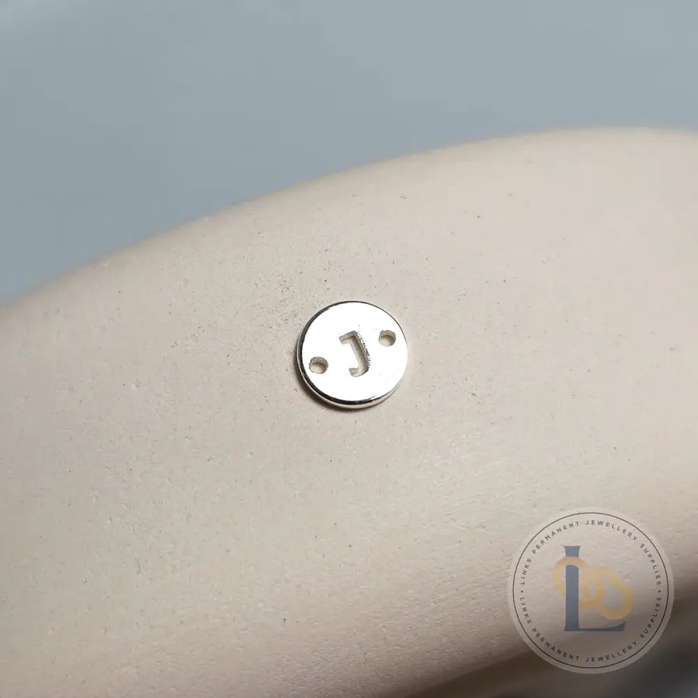 Sterling Silver Round Initial Connector Charm - Links Permanent Jewellery Supplies